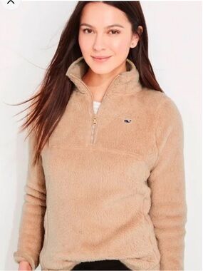 Vineyard Vines zip up cozy tan